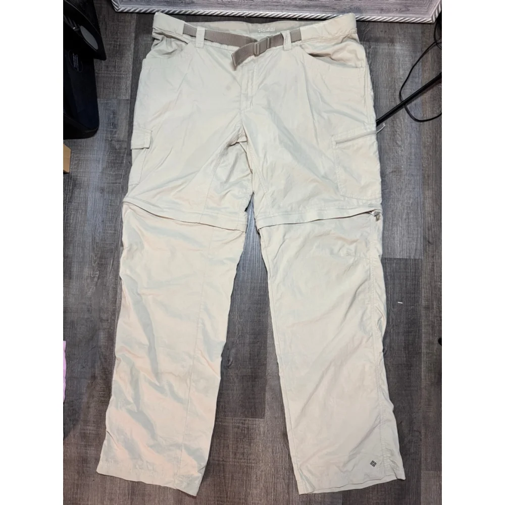 Columbia Mens Convertible Cargo Pants Beige Hiking Trousers Waist 38